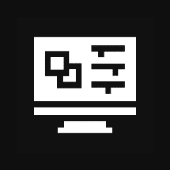 Computer screen with abstract geometric shapes.